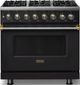 Viking® 5 Series 36" Onyx Pro Style Dual Fuel (LP) Range with Brushed Brass Trim-0
