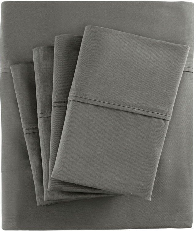 Olliix by Madison Park Charcoal King 800 Thread Count Cotton Rich Sateen Sheet Set-0