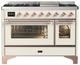 Ilve® Majestic III 48" Antique White Pro Style Dual Fuel Liquid Propane Range with Triple Glass Door and Copper Trim-0