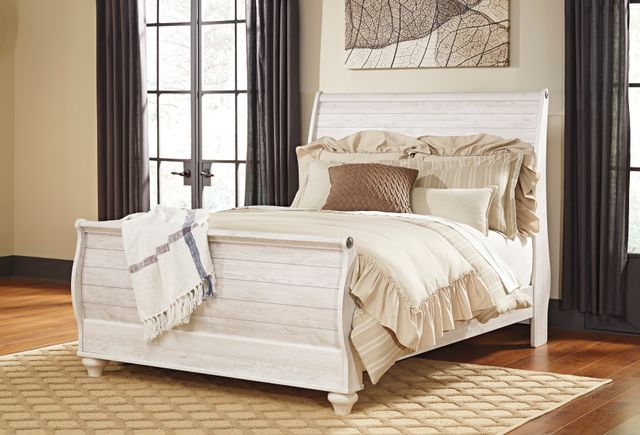 Signature Design by Ashley® Willowton Whitewash Queen Sleigh Bed-1