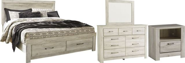 Signature Design by Ashley® Bellaby 4-Piece Whitewash King Storage Platform Bed Set-0