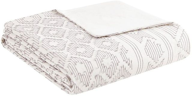 Olliix by Urban Habitat White/Grey King/California King Lizbeth 5 Piece Cotton Clip Jacquard Duvet Cover Set-1