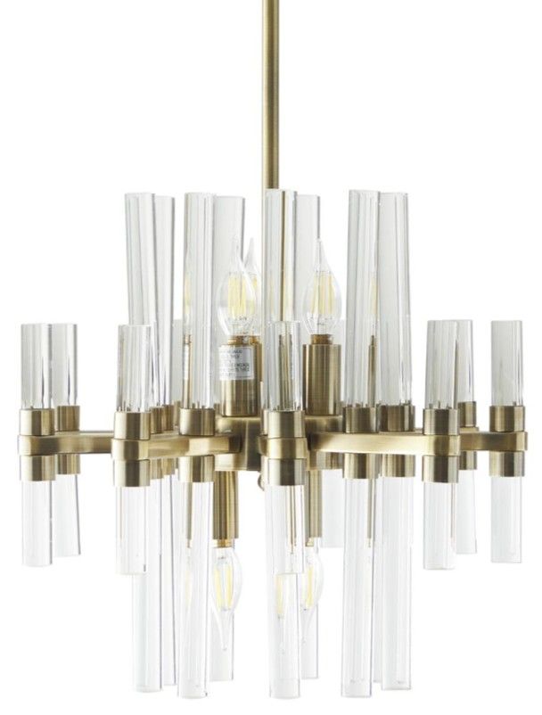 Deco Marche USelect Gold Metal Crystal Embellished 8-Light Room Chandelier with Link Style Chain-1