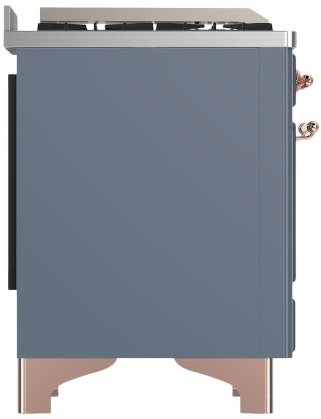 Ilve® Majestic III 40" Blue Gray Pro Style Dual Fuel Liquid Propane Range with Triple Glass Door and Copper Trim-3