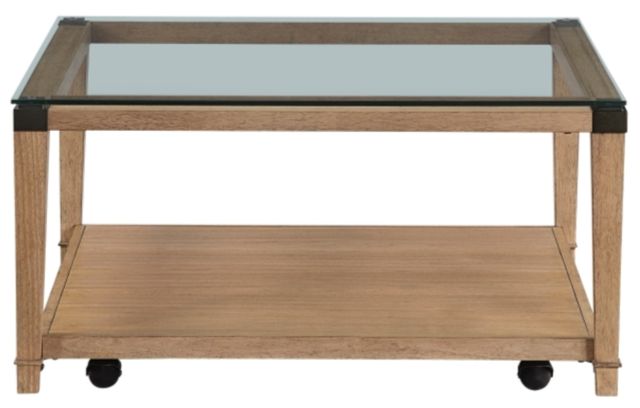 Homelegance® Riverton Glass Top Cocktail Table with Brown Base-2