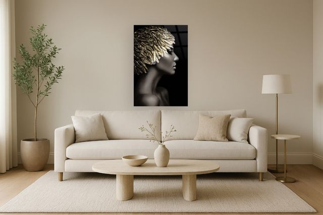 Classy Living Silent Gold Frameless Tempered Glass Wall Art-1