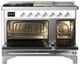 Ilve® Majestic III 48" White Pro Style Dual Fuel Natural Gas Range with Solid Door and Chrome Trim-1