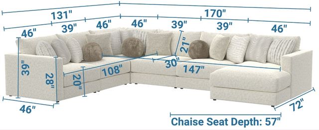 Jackson Furniture Ritzy 6-Piece Bone Right-Arm Facing Sectional and Chaise-2