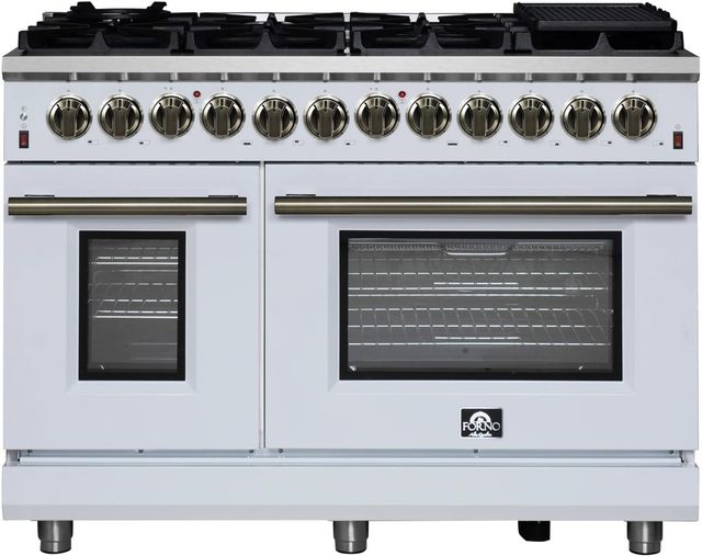 FORNO® Massimo Series Alta Qualita 48" White Pro Style Dual Fuel Range-0