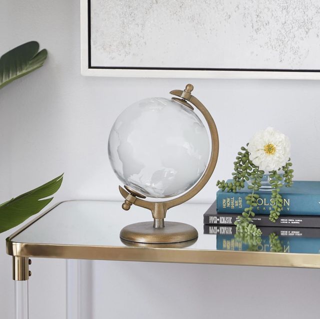 Deco Marche White Earth Globe with Flat Base-3