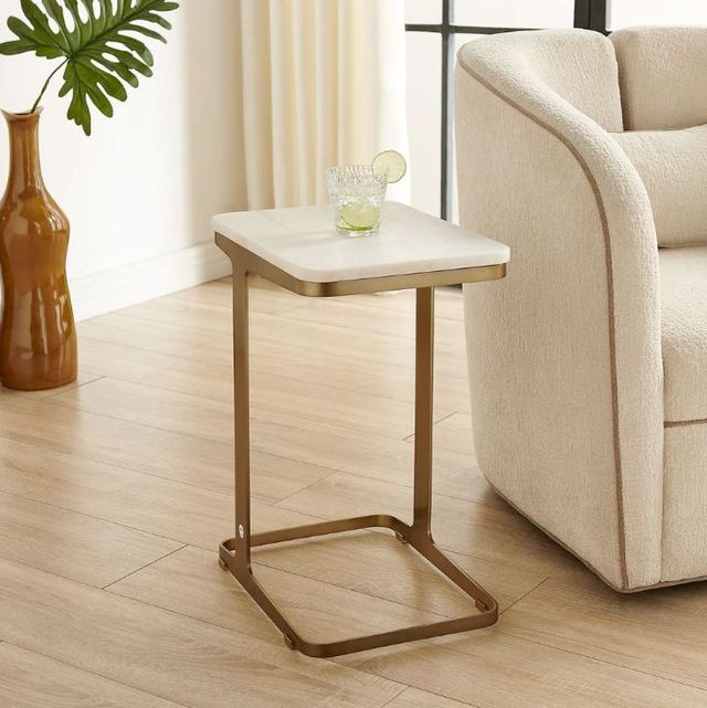 Uttermost® Tylan Brass/White Marble Accent Table-1