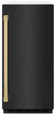 ZLINE Autograph Edition Touchstone 15" 66 lb. Stainless Steel Gourmet Ice Maker with Drain Pump and Black Stainless Steel Door with Polished Gold Handle-0