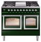 Ilve® Nostalgie II Noblesse 40'' Emerald Green Pro Style Dual Fuel Range with Chrome Trim-0
