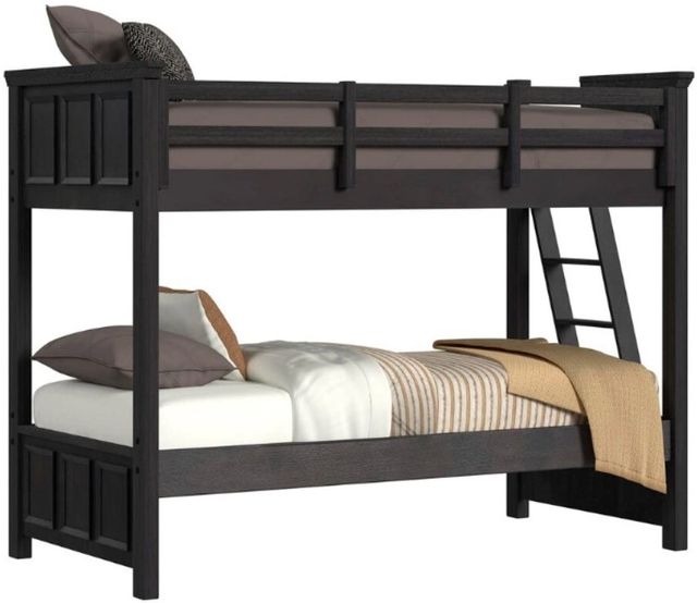 Elements International Hampton Kids Charcoal Youth Twin/Twin Bunk Bed with Ladder -0