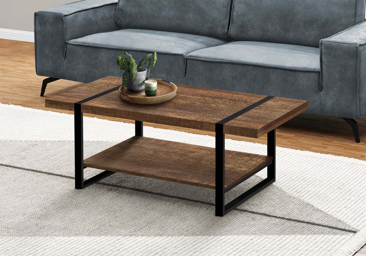 Wooden coffee table black legs discount