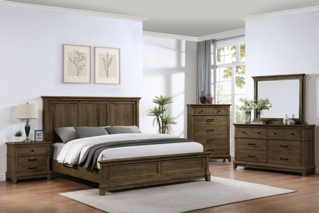 New Classic® Home Furnishings Sunstone 4-Piece Walnut California King Panel Bedroom Set -1