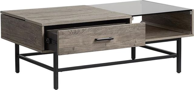 Magnussen Home® Fenwick Whitetail Brown Rectangular Lift Top Cocktail Table with Matte Black Base-2