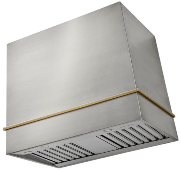 AGA Loge 36" Stainless Steel Wall Mounted Range Hood with Antique Brass Trim-0
