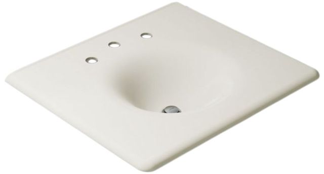 Kohler Iron/Impressions® Biscuit 25" Widespread Enameled Cast Iron Vanity Top with Integrated Round Sink-0