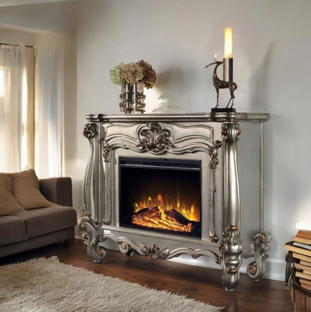ACME Furniture Versailles Antique Platinum Fireplace-1