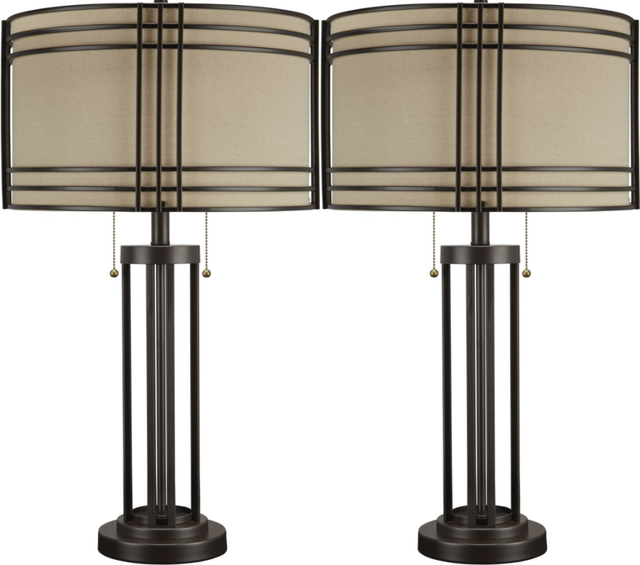 Signature Design by Ashley® Hanswell 2-Piece Dark Brown Table Lamp Set-0