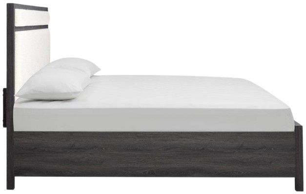 Magnussen Home® Merrifield Merino Pearl/Raisin Black Queen Panel Bed with Upholstered Headboard-2