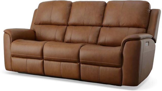 Flexsteel® Henry Caramel Power Reclining Sofa with Power Headrests and Lumbar-2