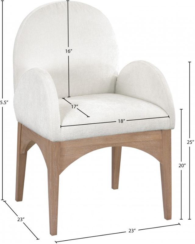 Meridian Furniture Waldorf Cream/Natural Chenille Upholstered Dining Arm Chair-2