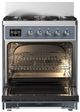 Ilve® Majestic III 30" Blue Gray Pro Style Dual Fuel Liquid Propane Range with 5 Black Brass Burners and Chrome Trim-1