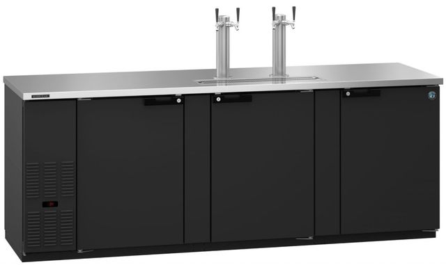 Hoshizaki Back Bar 96" 32.5 Cu. Ft. Black Vinyl Three Section Direct Draw Refrigerator-2