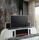 ACME Furniture Shelyn White King Bed with LED TV Cabinet and Fireplace-4