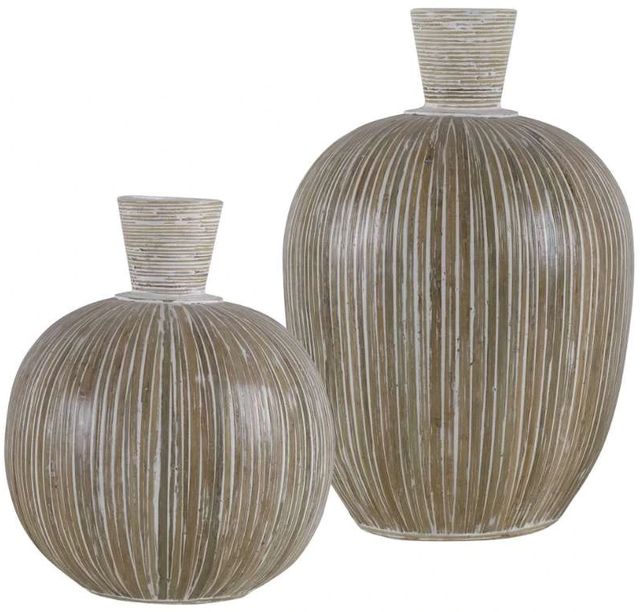 Uttermost® Islander 2-Piece White Washed Vase Set-0