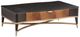 Michael Amini® Malibu Crest Crotch Mahogany Cocktail Table with Gold Legs-0