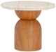 TOV Furniture Cynthia Travertine/Walnut Brown Concrete Indoor/Outdoor Side Table-3