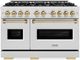 ZLINE Classic Autograph Edition 48" Satin Stainless Steel Pro Style Dual Fuel Range with Champagne Bronze Accents-0