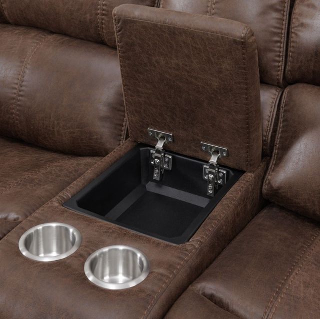 Elements International Atlantis Heritage Brown Power Reclining Loveseat-3