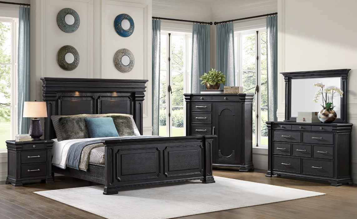 Elements International Kings Court Black Queen Bed | Arkansas