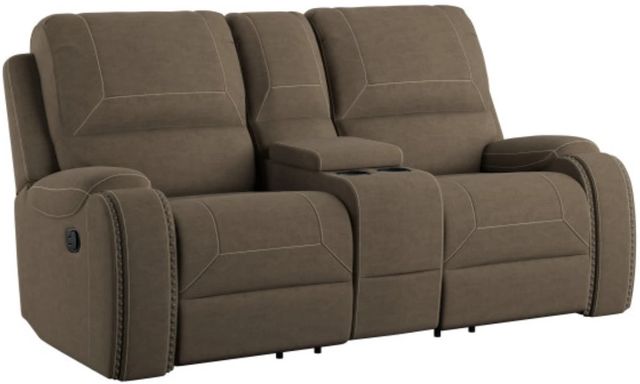 Emerald Home Adrian Walnut Brown Manual Glider Reclining Loveseat with Console-0