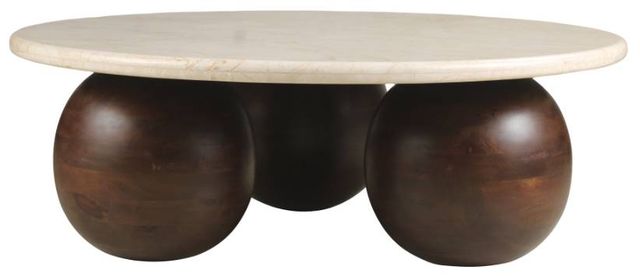 Meridian Furniture Treviso Beige Coffee Table with Walnut Base-1