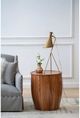 A & B Home Brown Drum-Shaped Natural Wood Side Table-4