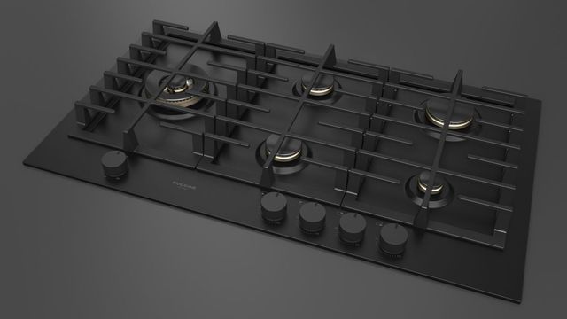 Fulgor Milano Matteo 400 Series 36" Matte Black Porcelain Gas Cooktop with Matte Brass Burners-1