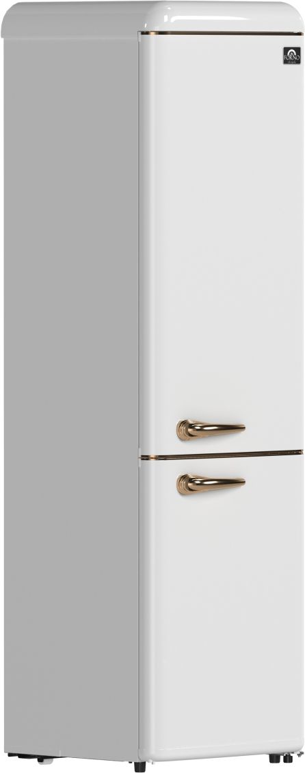 FORNO® Storico Alta Qualita 22" 9 Cu. Ft. White Retro Counter Depth Bottom Freezer Refrigerator with Copper Tone Handle-2