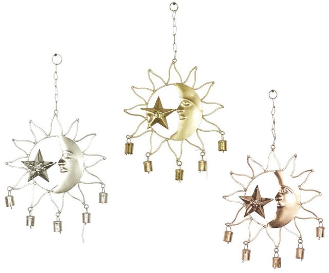 Deco Marche Multi-Colored Sun and Moon 19" Windchime-1