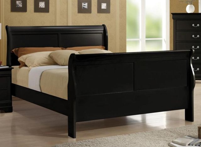 Coaster® Louis Philippe Black Queen Sleigh Panel Bed 4 Piece Set-1