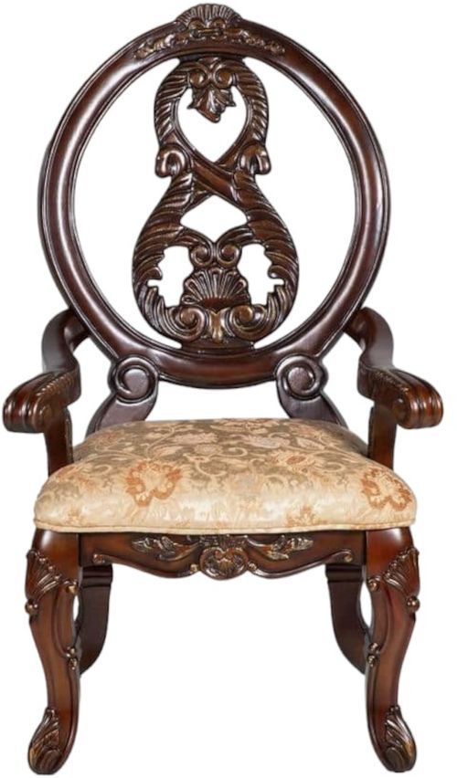 Furniture of America® Normandy 2-Piece Brown Cherry/Tan Arm Chair Set-2