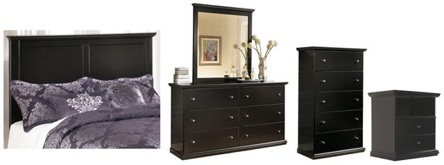 Signature Design by Ashley® Maribel 5-Piece Black Full Panel Headboard Bed Set-0