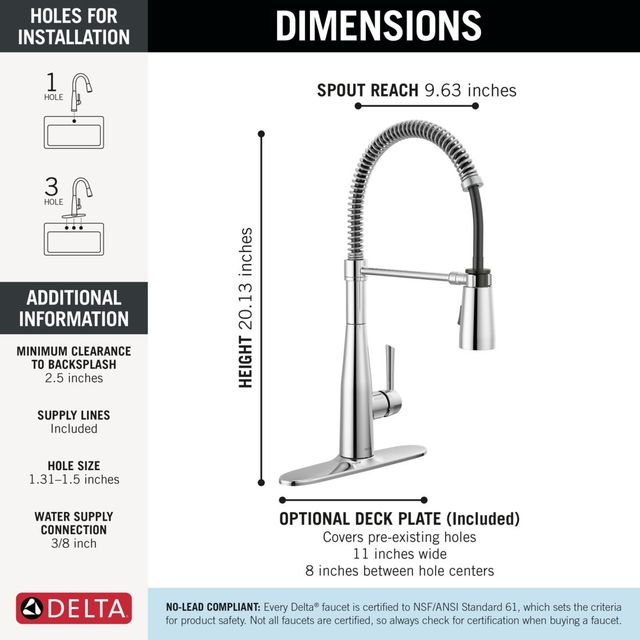 Delta Essa® Chrome Single Handle Pull-Down Spring Kitchen Faucet-2