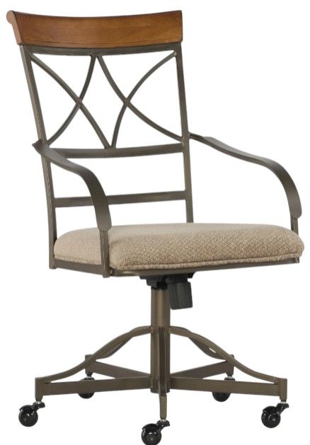 Powell® Hamilton Medium Cherry/Matte Pewter Swivel Dining Arm Chair-0