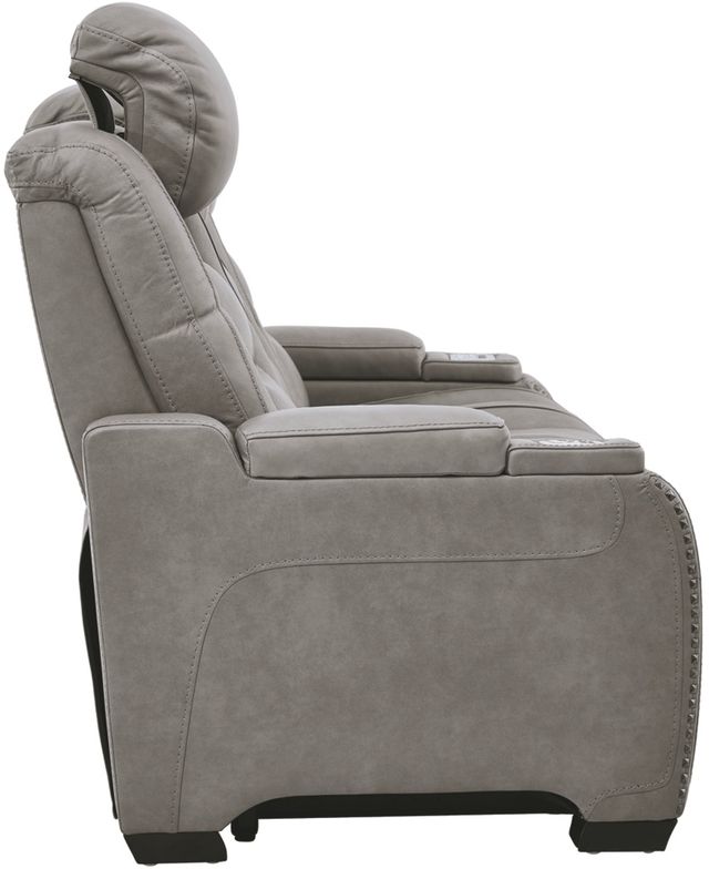 Signature Design by Ashley® The Man-Den Gray Power Reclining Sofa with Adjustable Headrest-2