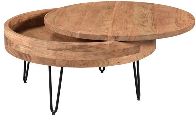 Moe's Home Collection Privado Natural Storage Coffee Table with Black Hairpin Legs-1